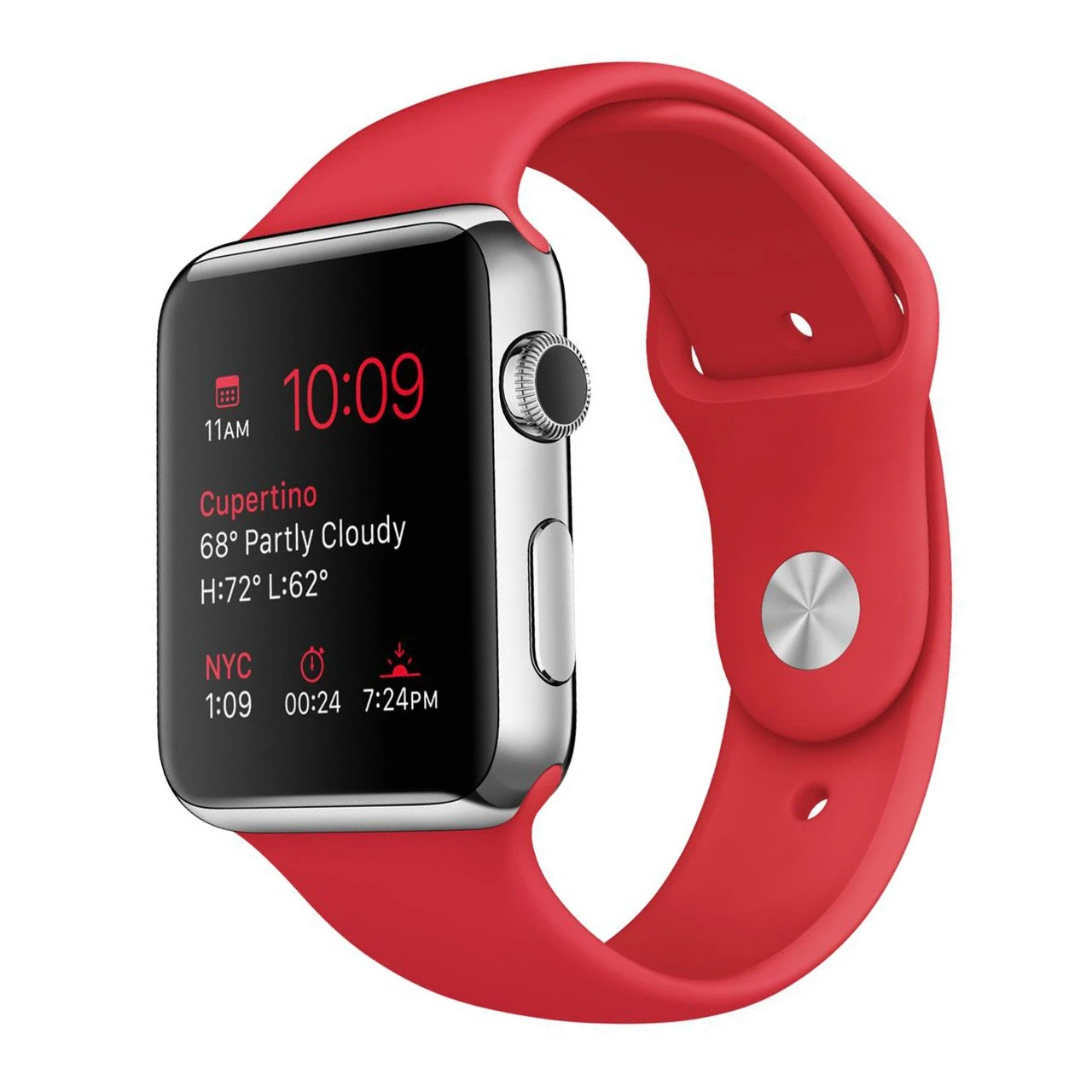 ساعت مچی هوشمند Apple واچ مدل 42mm Stainless Steel Case with (PRODUCT)RED Sport Band