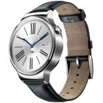ساعت هوشمند Huawei واچ نقره ای مدل Silver Steel Case With Black Leather Band