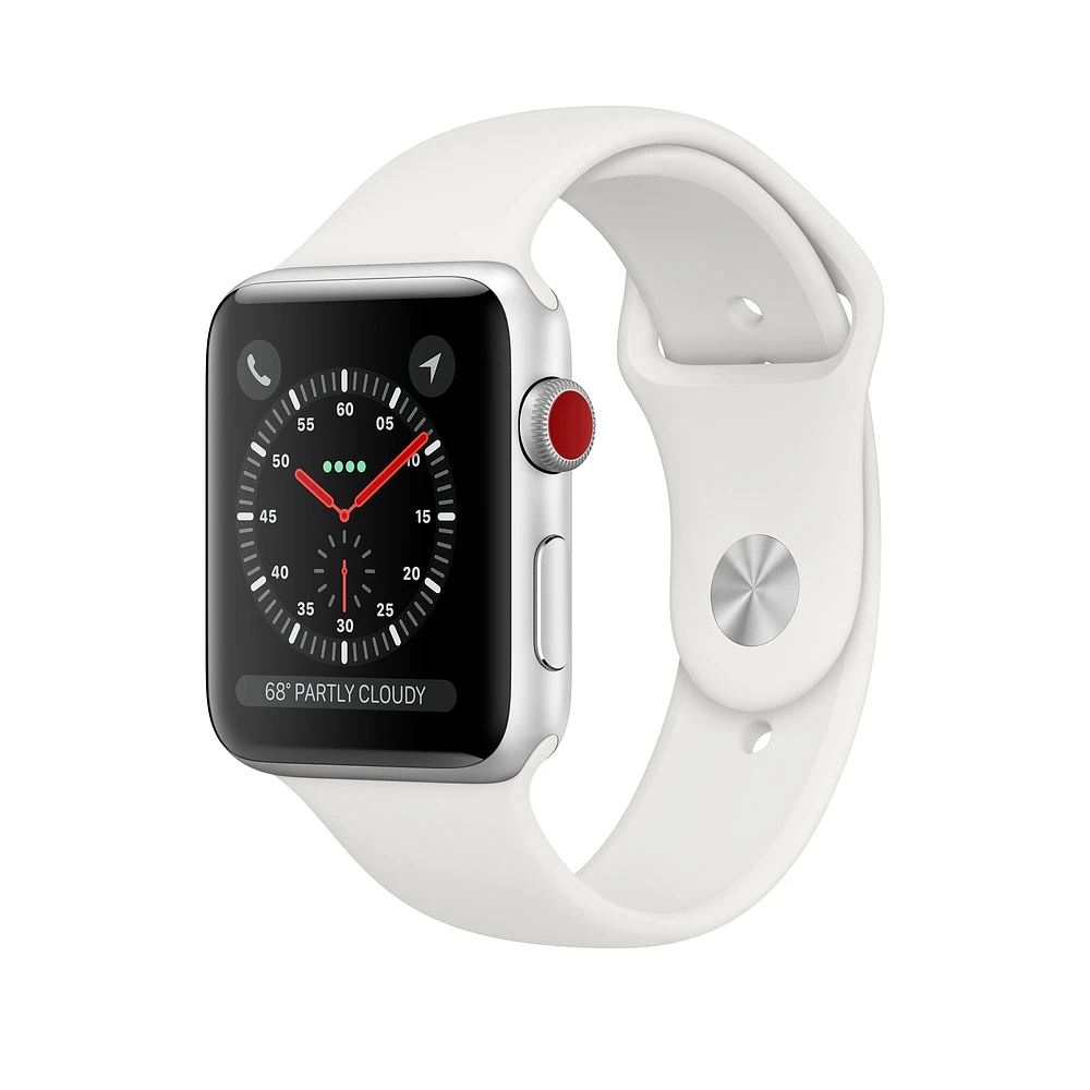 ساعت Apple واچ سری 3 سلولار مدل 42mm Silver Aluminium Case with White Sport Band