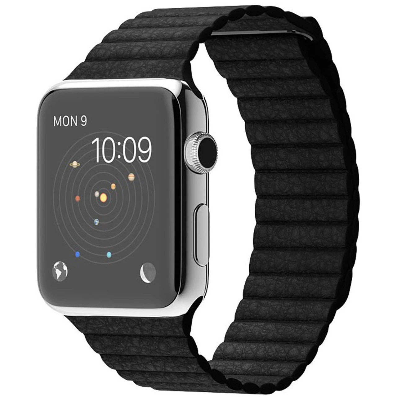ساعت مچی هوشمند Apple واچ مدل 42mm Stainless Steel Case With Large Black Leather Loop Band