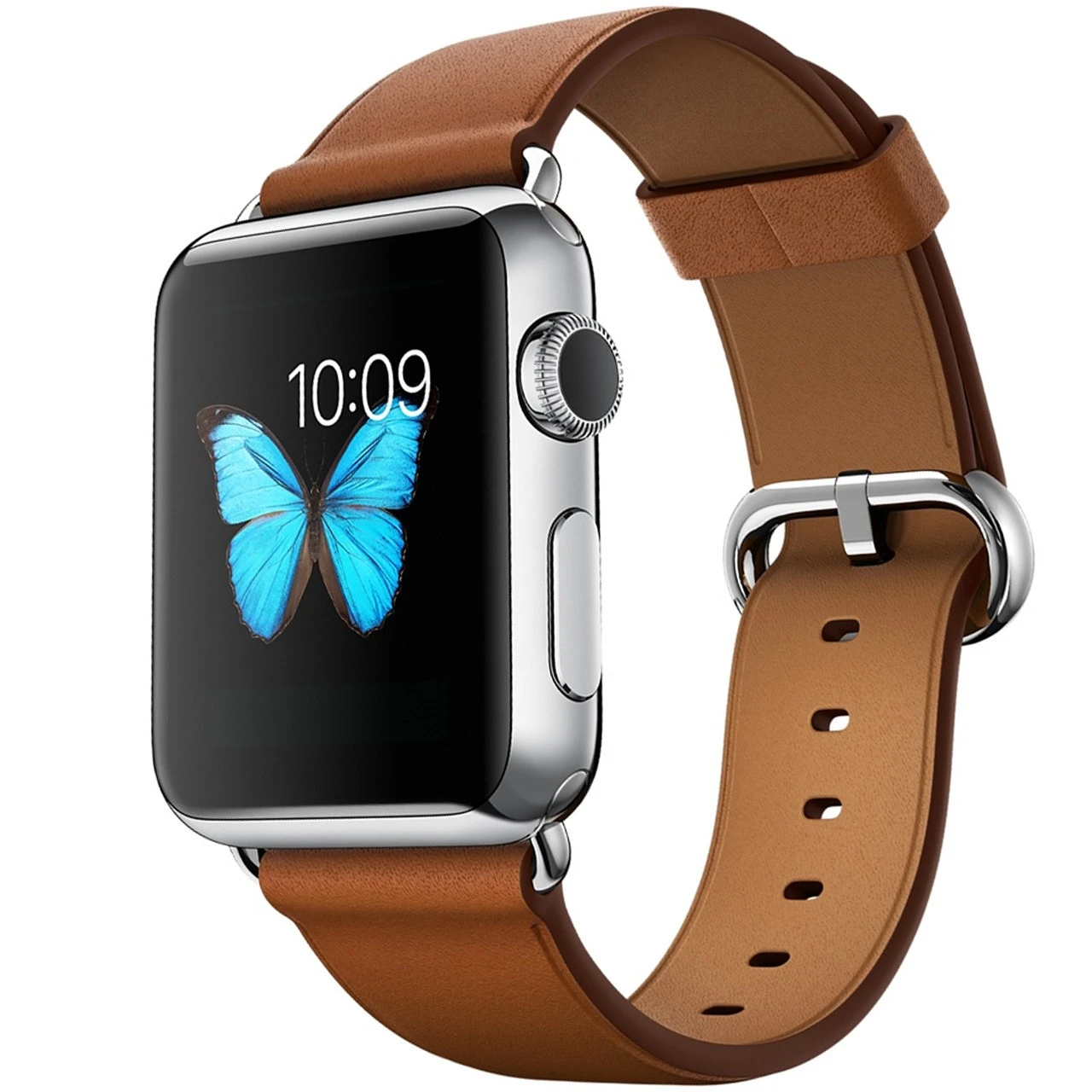 ساعت هوشمند اپل Apple واچ مدل 42mm Stainless Steel Case with Saddle Brown Classic Buckle