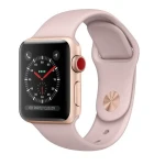 ساعت Apple واچ سری 3 سلولار مدل 38mm Aluminum Gold Case with Pink Sand Sport Band