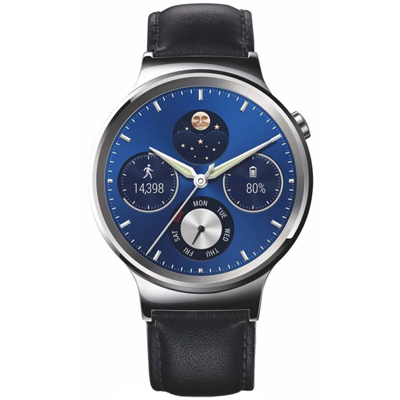 ساعت هوشمند Huawei واچ مدل Silver Steel Case With Black Leather Band