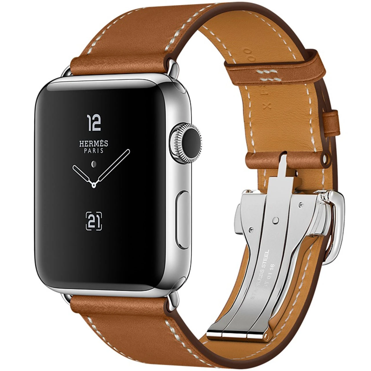 ساعت هوشمند اپل Apple واچ هرمس سری 2 مدل 42mm Steel Case with Fauve Barenia Leather Single Tour Deployment Buckle