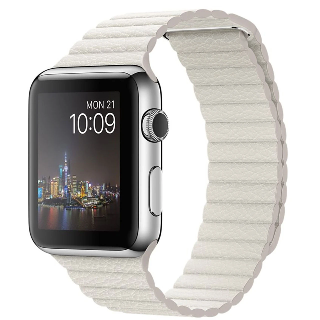 ساعت هوشمند اپل Apple واچ مدل 42mm Steel Case with Large White Leather Loop Band